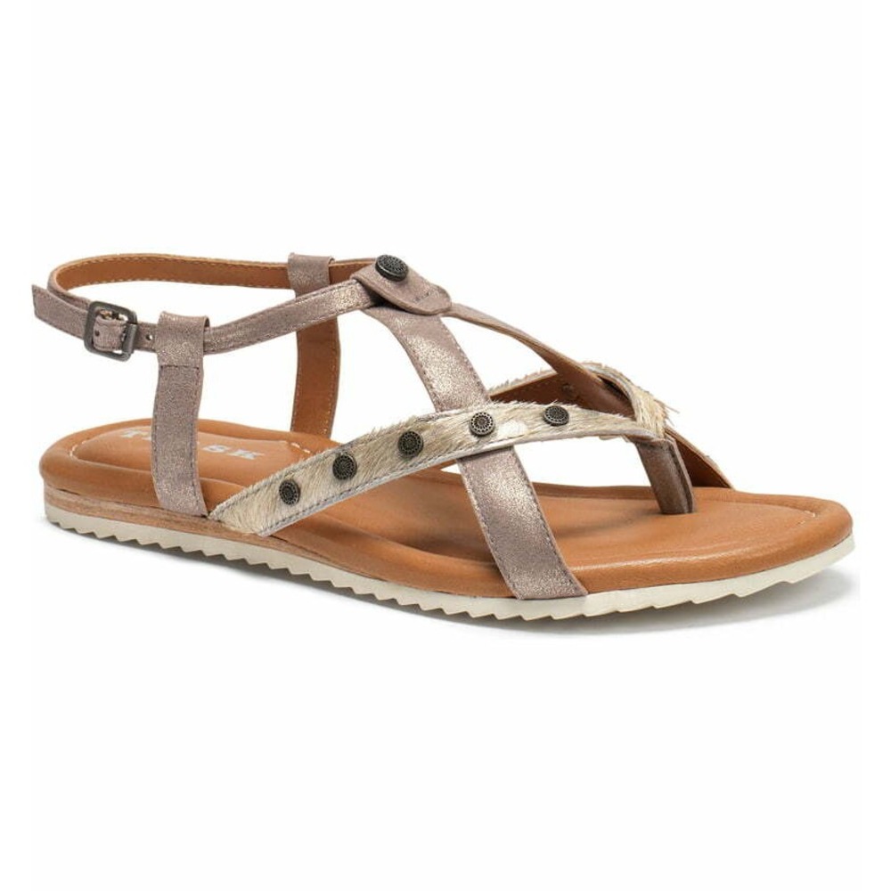 TRASK Shayla Studded Calf hair‎ Flat sandals 11 women New